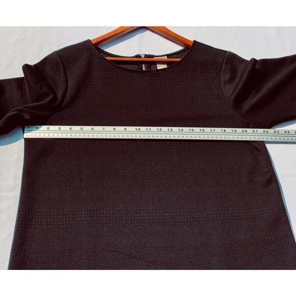 CHICO’S Women’s Black Blouse w/3/4 Length Sleeve Exposed Back Zipper Chico Size2 - Picture 8 of 12